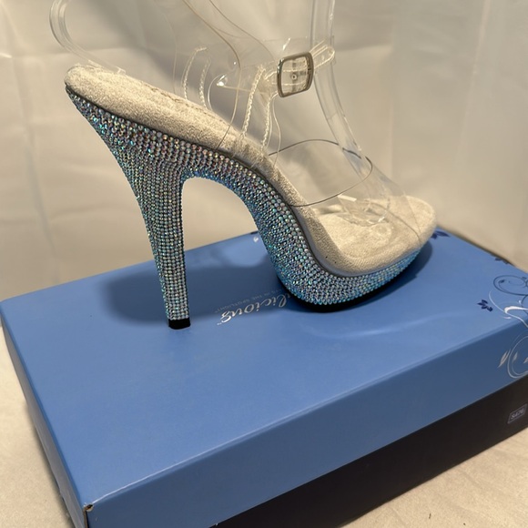 Clear rhinestone heels by Pleaser USA, AB crystals new inbox shoes - Picture 7 of 8
